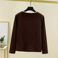 thumbnail image 4 of YueHuiYing Women's Fashion Solid Color Long Sleeve Round Neck Collar Blouses Leisure Base Layer Tops, 4 of 5