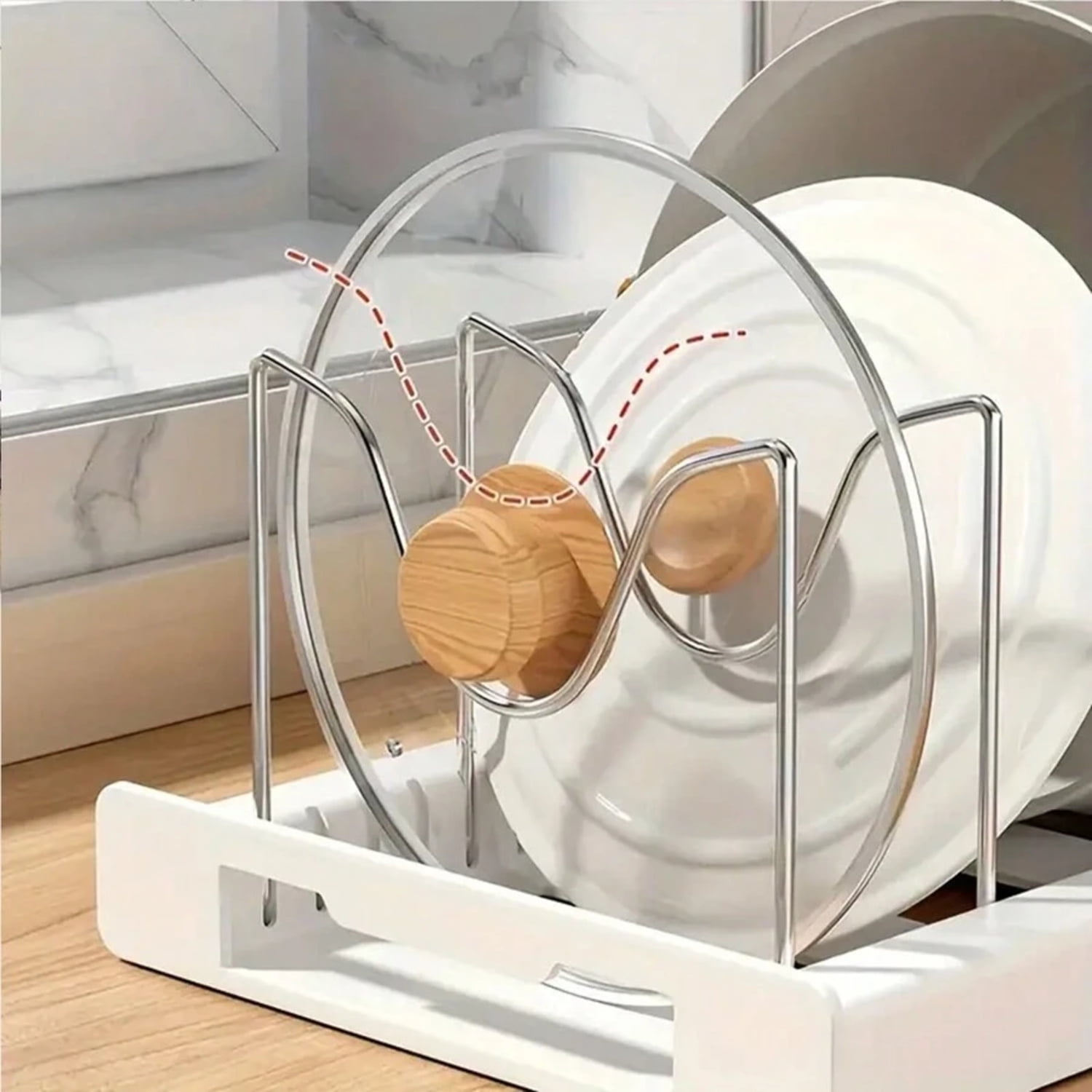 Pot And Pan Organizer 1pc Ultimate Kitchen Organizer - Space-Saving Expandable Shelf With Pot Lid Holder, Utensil Rack, Dish Drainboard