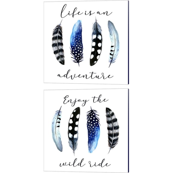 Great Art Now Life is an Adventure & Enjoy the Wild Ride by Elizabeth Tyndall 2 Piece Canvas Art Set Each 14W x 14H