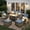 Denim Blue, variant on Ovios 7 Pieces Patio Furniture Set Outdoor Conversation All-Weather Rattan Sectional Sofa with Fire Pit Table & Swivel Chairs