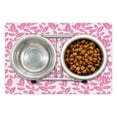 thumbnail image 1 of Floral Pet Mat for Food and Water, Big Pink Flower Leaves on White Background Rose Petals Spring Nature Pattern, Non-Slip Rubber Mat for Dogs and Cats, 18" X 12", by Ambesonne, 1 of 2