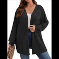 thumbnail image 1 of Cárdigan Extragrande para Mujer, Otoño e Invierno, Larga, Talla Grande, Capa Abierta Al Frente Negro 4XL, 1 of 7
