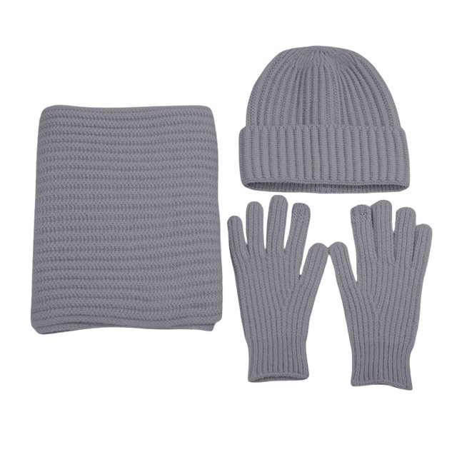 FYEGRE Winter Scarf Hat And Knitted Neck Warmer Mittens Set For Extreme Cold Weather Grey One Size