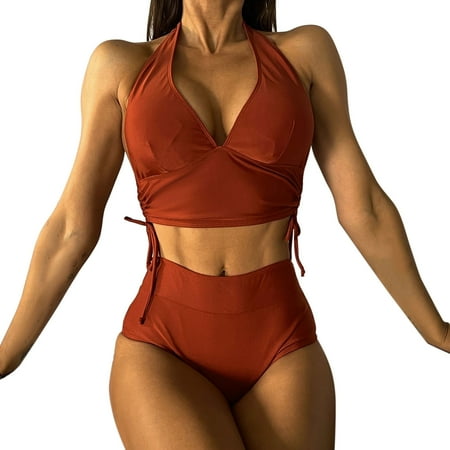 

Push-Up Halter Color Swimsuit Beachwear Womens Pad Bikini Set Swimwear Solid Fashion Swimwears Tankinis Set Sports Bra Swimsuit Top