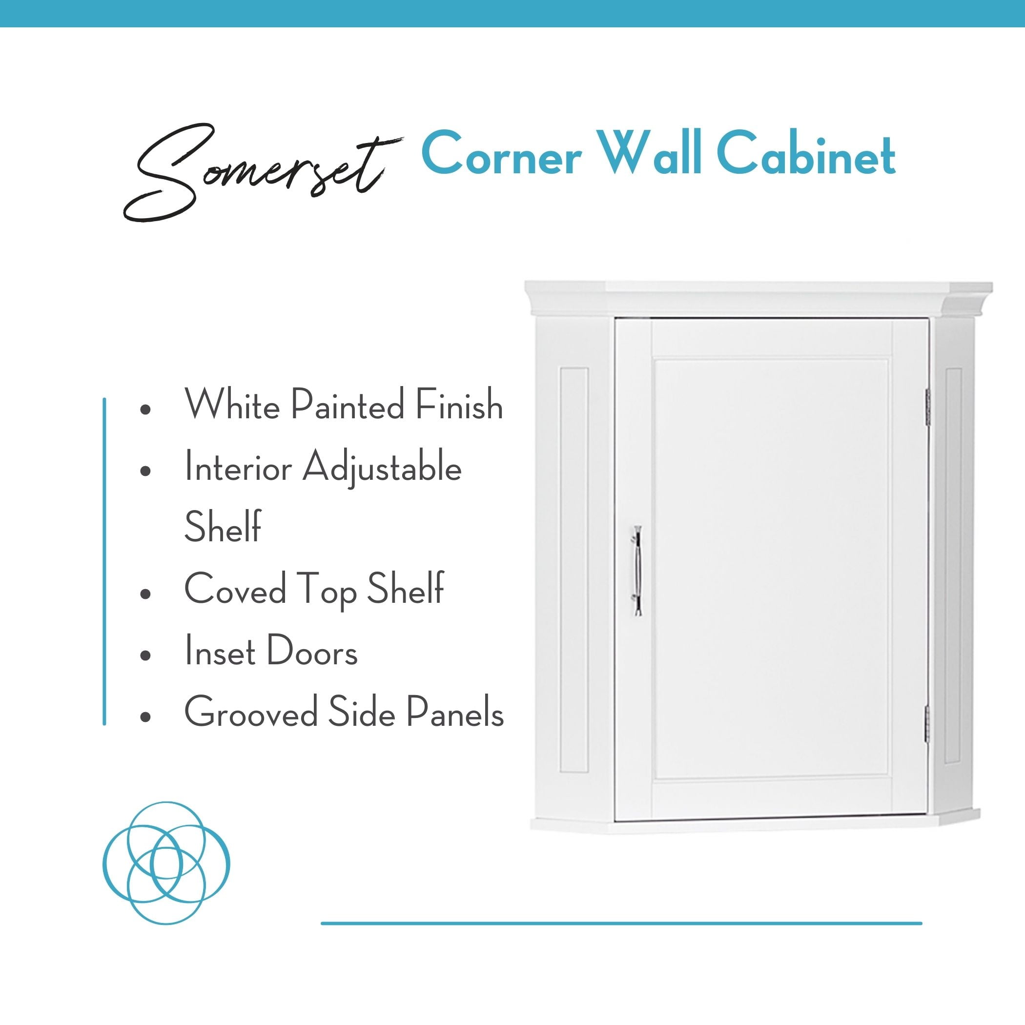 RiverRidge Somerset Corner Medicine Cabinet Wall Mount Bathroom Storage Organizer - White