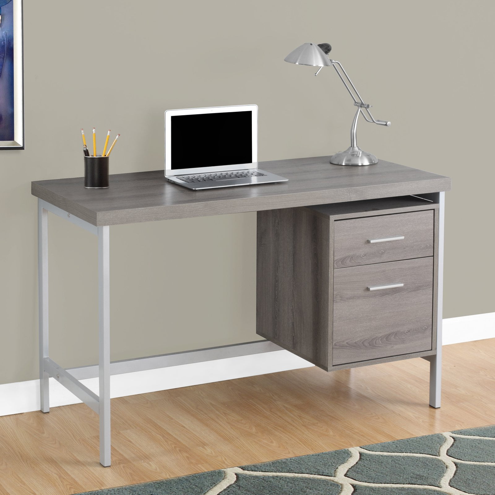 Monarch Computer Desk 48 L Dark Taupe Silver Metal Com