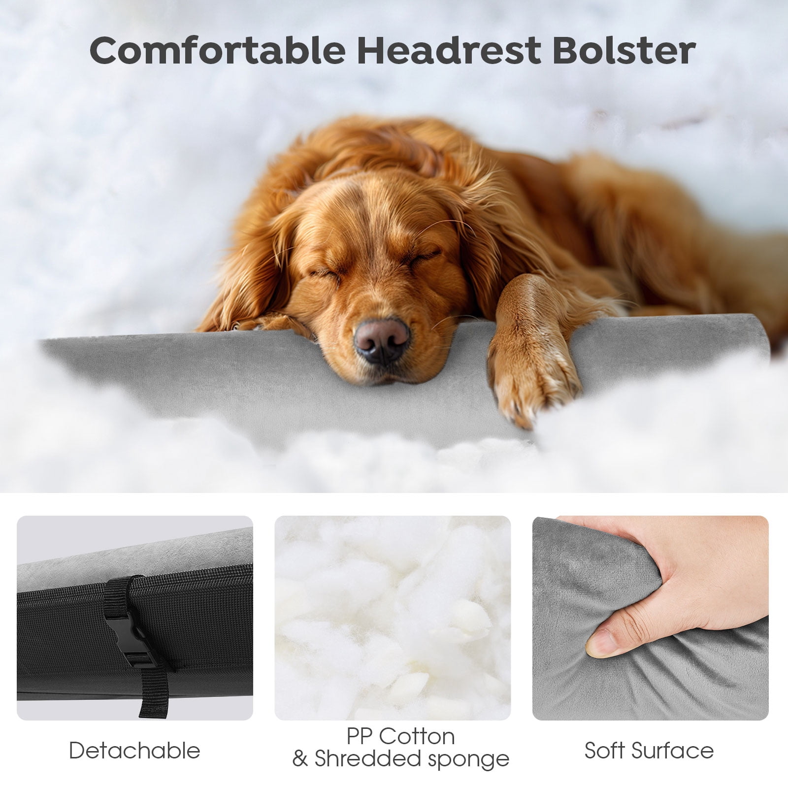 Veehoo Cooling Elevated Dog Bed, Pet Cot with One-Sided Removable Headrest Bolster, X-Large, Black
