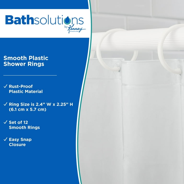 AmazerBath Black Shower Curtain Hooks Rings, 24 Pcs Plastic Shower