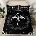 thumbnail image 2 of jejeloiu Dragon Bed Sheets,Bohemian Exotic Style King Sheets,White Black Sheet Set For Boys Teens,Super Cozy Room Decor,4 Pieces, 2 of 7