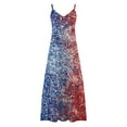thumbnail image 4 of Frostluinai Wedding Guest Dresses for Women 4th of July Party Maxi Dress V Neck Spaghetti Strap Sparkly Dress Red White and Blue Dress, 4 of 5