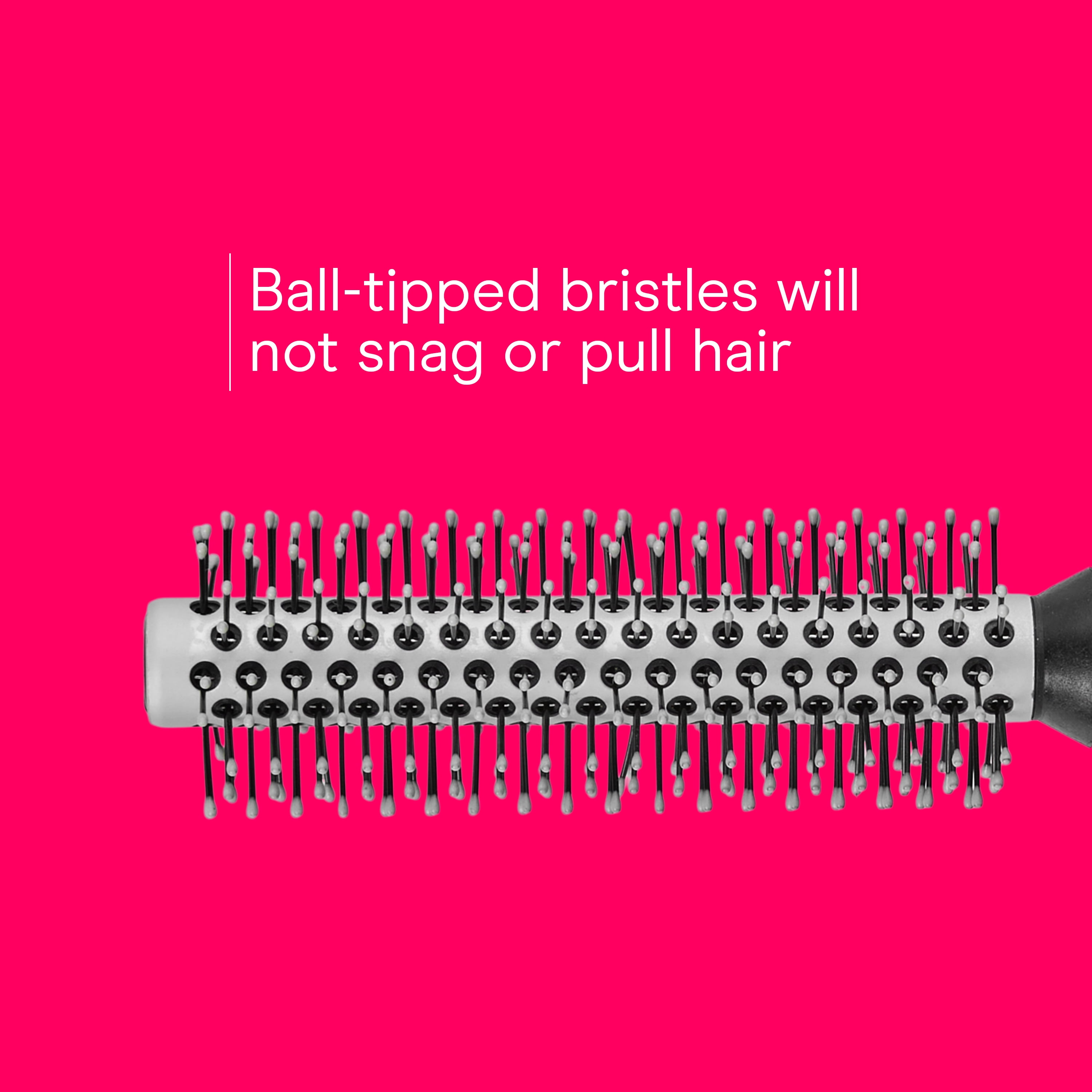 (2 pack) Conair Grip & Style Small Metal Round Hairbrush, Nylon Bristles and Rubber Handle
