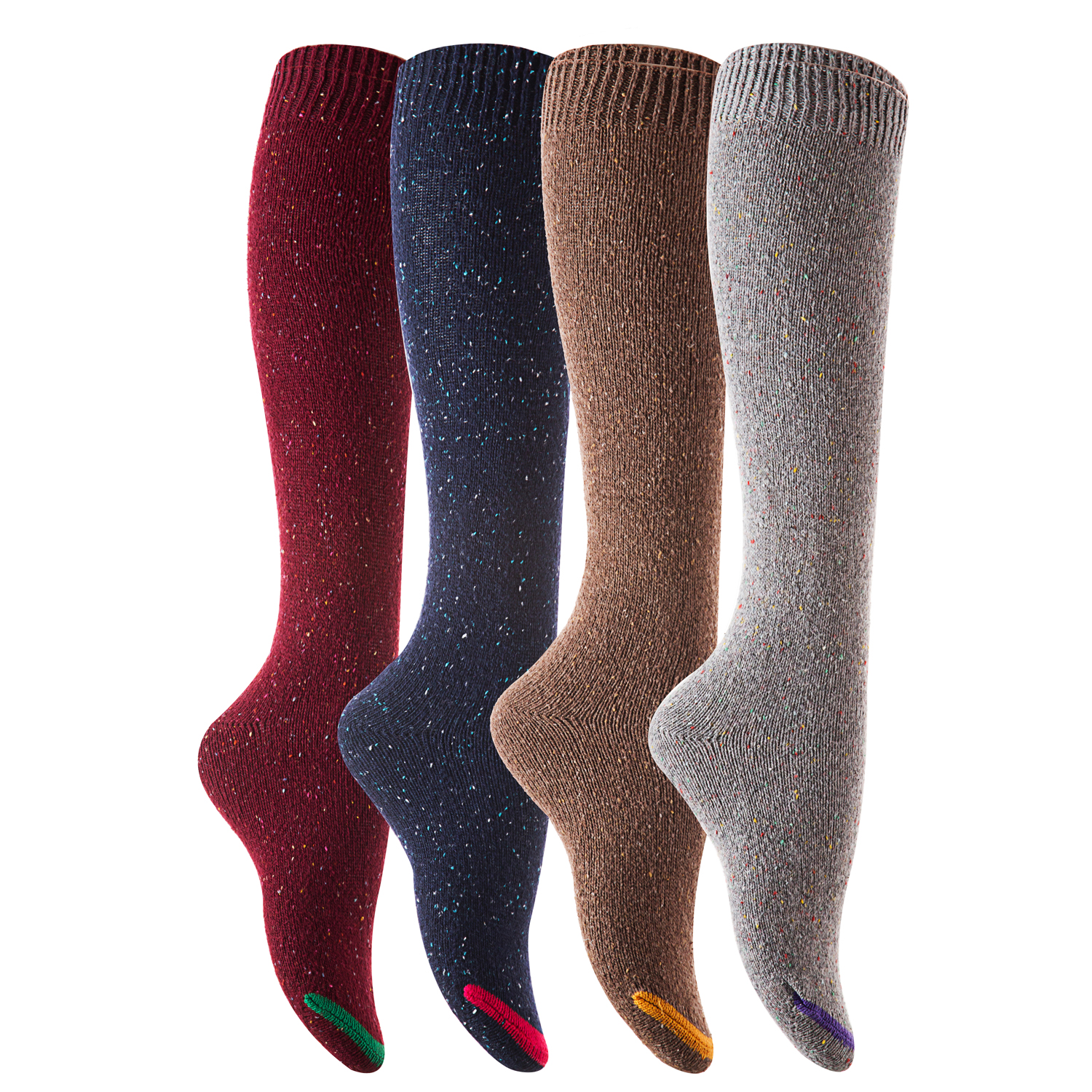 Lian LifeStyle Women's 4 Pairs Pack Knee High Cotton Boot Socks Size 6 ...