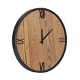 thumbnail image 5 of Kate and Laurel Pronte Modern Round Wood and Metal Wall Clock, 22 Inch Diameter, Rustic Brown and Black, Decorative Minimal Clock for Bedroom, Entryway, or Living Room Decor, 5 of 9