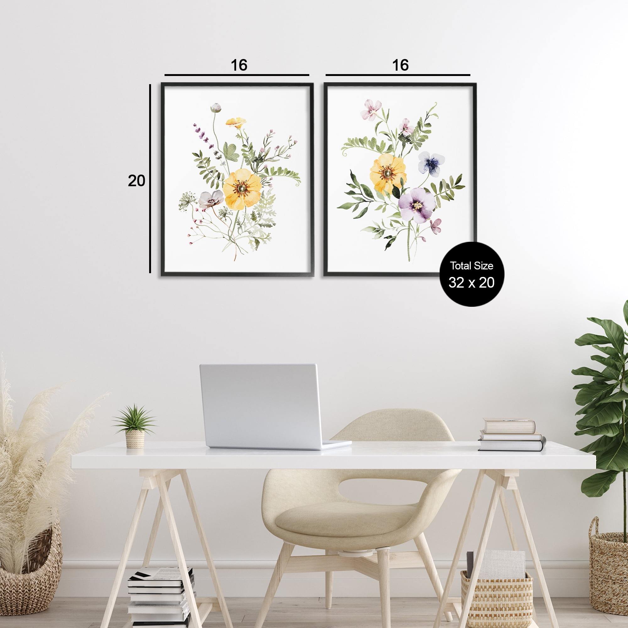 Bundles of Gardening Herbs 2 Piece Black Framed Giclee Art Set, design by Lettered and Lined