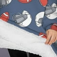 thumbnail image 3 of Oversized Wearable Blanket Hoodie,Blue Football Helmets and Balls Pattern Sherpa Blanket Hoodie with Super Pockets,Super Warm Fuzzy Pullover for Women & Men, 3 of 6