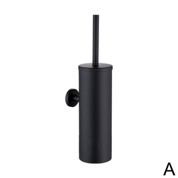 Steel Toilet Brush Holder Matt Black Brushed Wall Mounted For Bathroom