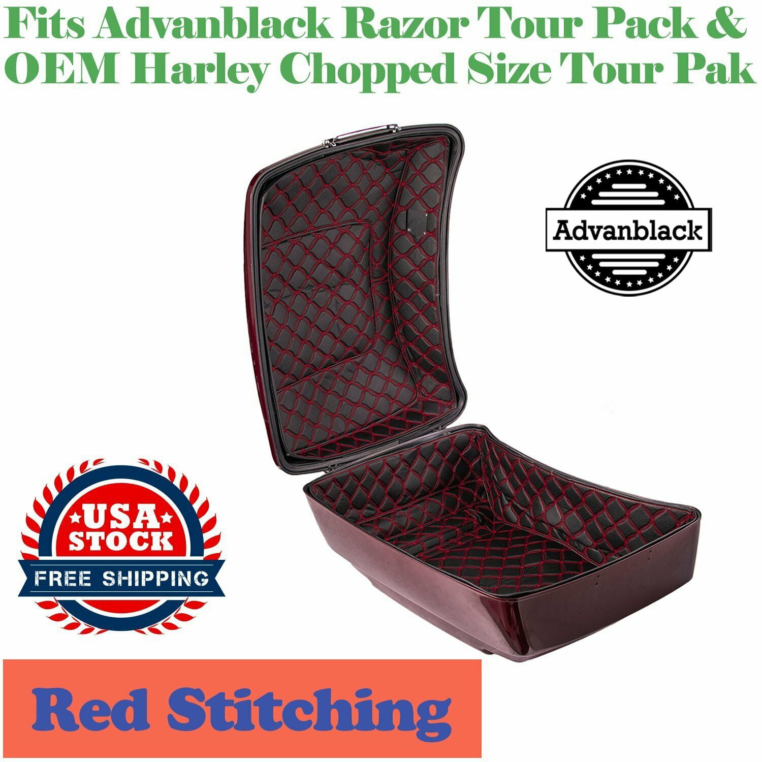Custom Black Stitching liner for Advanblack/ OEM Razor size Tour Pack Pak 