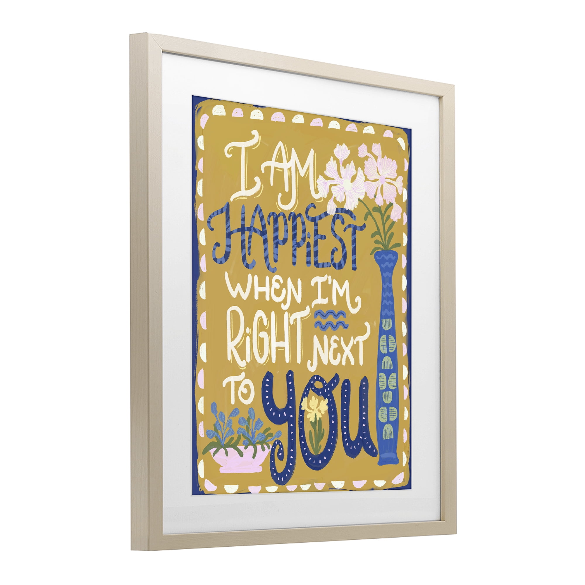 Stupell Industries Happiest Next To You Birch Framed Print Under Glass, design by Connie Summers