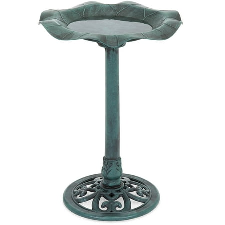 Best Choice Products Outdoor Lily Leaf Resin Pedestal Bird Bath Decoration with Floral Accents and Vintage Finish, (Best Smelling Bath Products)