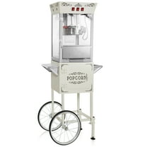 Olde Midway Movie Theater-Style Popcorn Machine with Cart and 10 oz Kettle, Cream