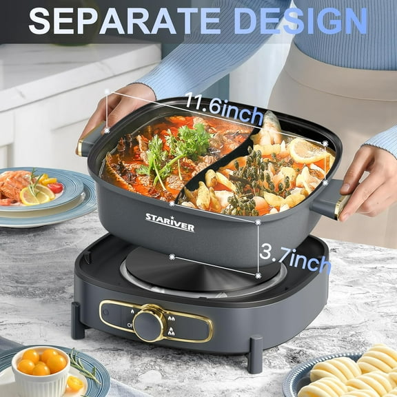 6L Electric Hot Pot with Divider - Dual Flavor, Non-Stick, Perfect for Family Dinners & Parties
