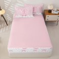 thumbnail image 4 of Manfei Pink Bow Knot Zipper Queen Comforter Set with Fitted Sheet and 2 Pillowcases,Initial Letter T Design Zipper Bedding Set,Pink Reversible,4pcs, 4 of 7