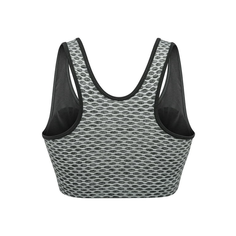 DODOING Women's Black Front Zipper Closure Sports Bra Removable Cups High  Support Workout Sports Bra 