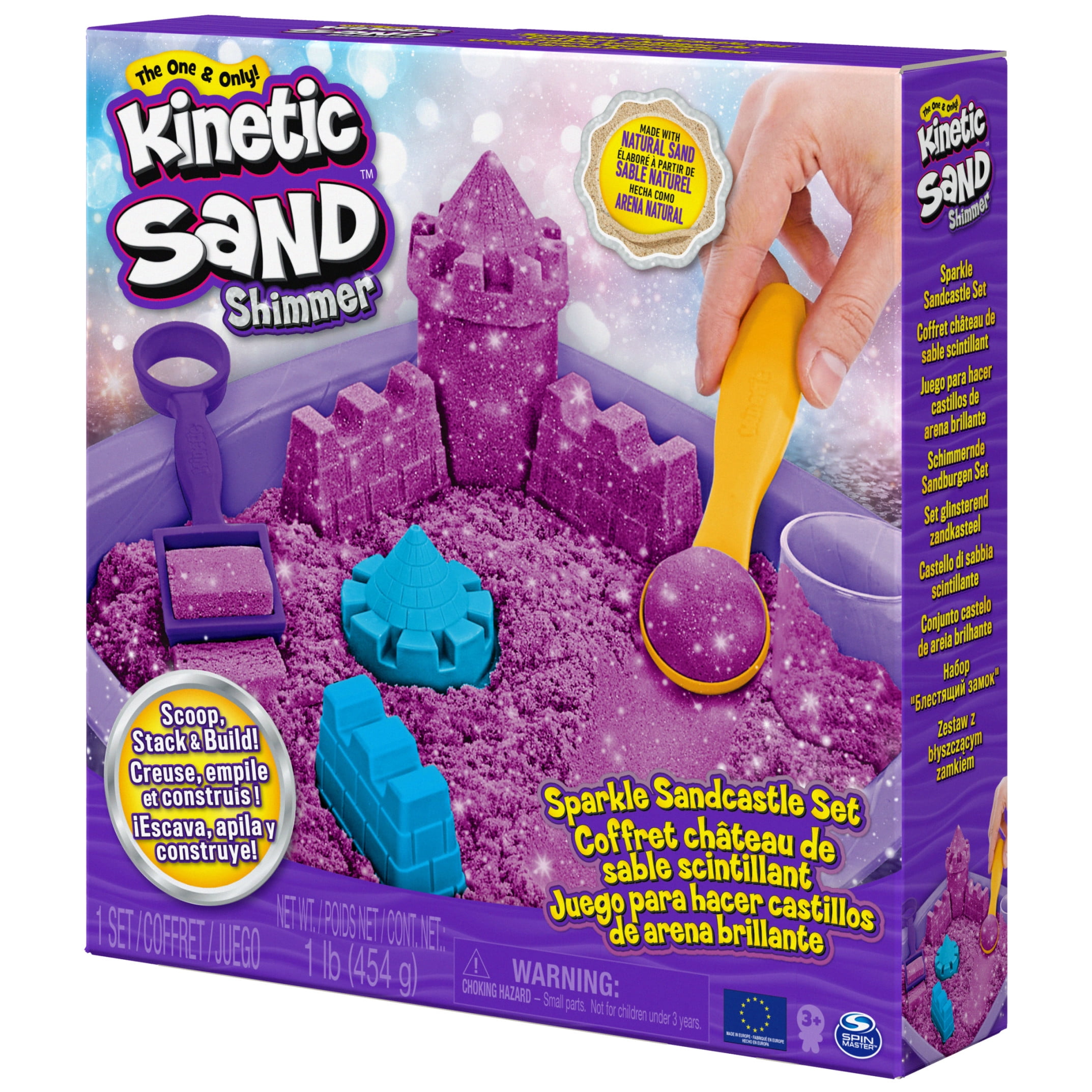Kinetic Sand Sparkle Sandcastle Set w/ 1lb Purple Shimmer Kinetic Sand