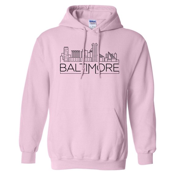 Skyline Baltimore Maryland Hoodie Sweatshirt Unisex 4X-Large Pink