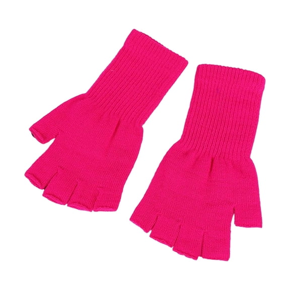 YWOAGH Kids Solid Color Fashionable Acrylic Long Sleeve Thermal Half Finger Mittens for Winter Outdoor Play Rd1_01 One Size