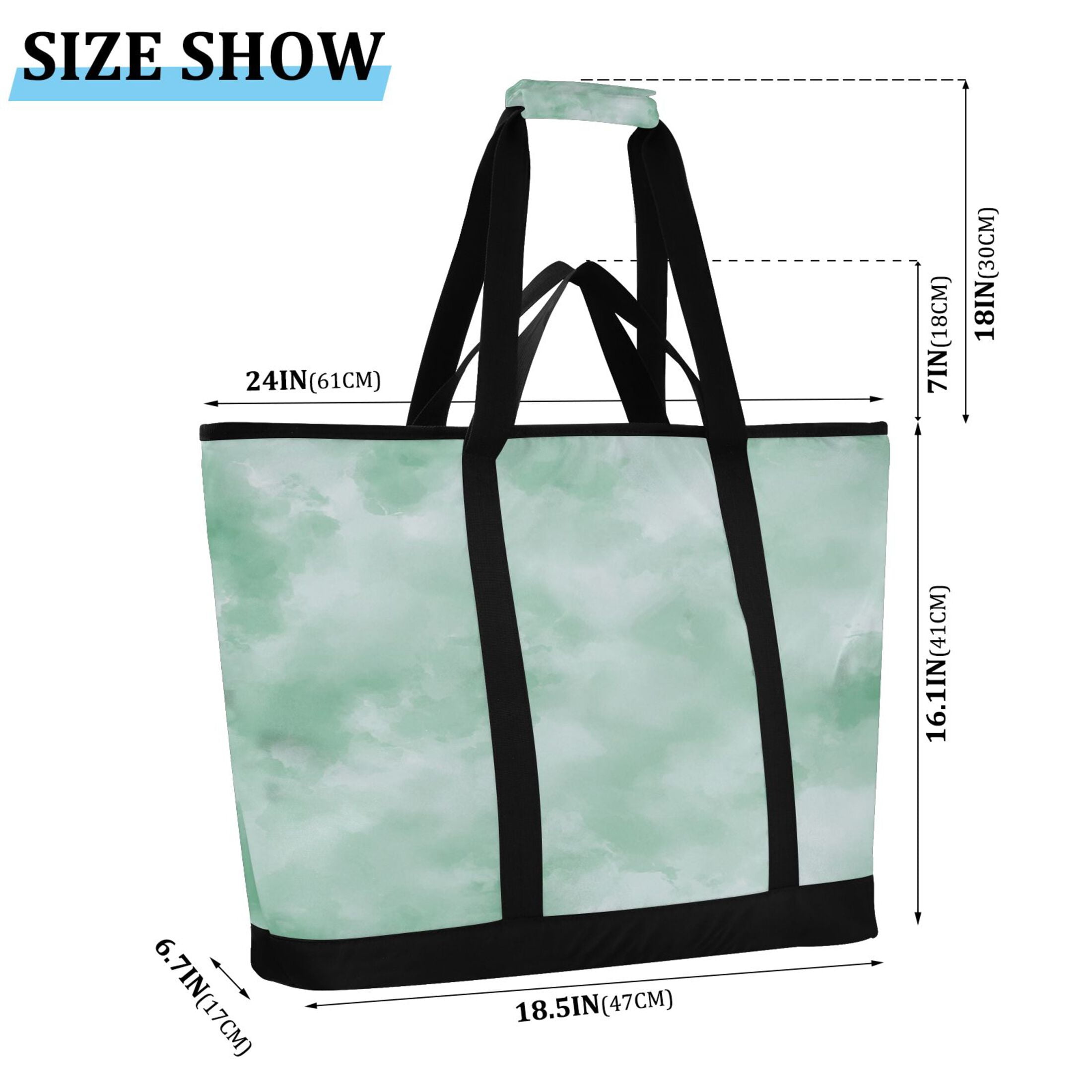 Large Hand-held Ice Pack Picnic Bag Insulation and Refrigeration Suitable for Shopping Picnics and Camping Super Cool Green