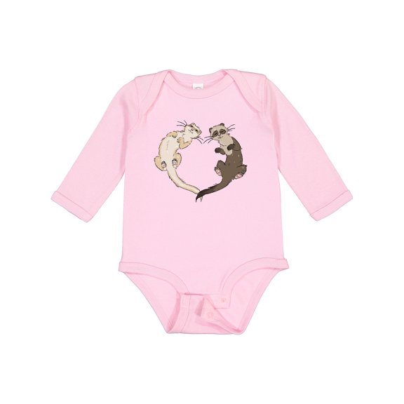 Inktastic Cute Ferret Heart Boys or Girls Long Sleeve Baby Bodysuit