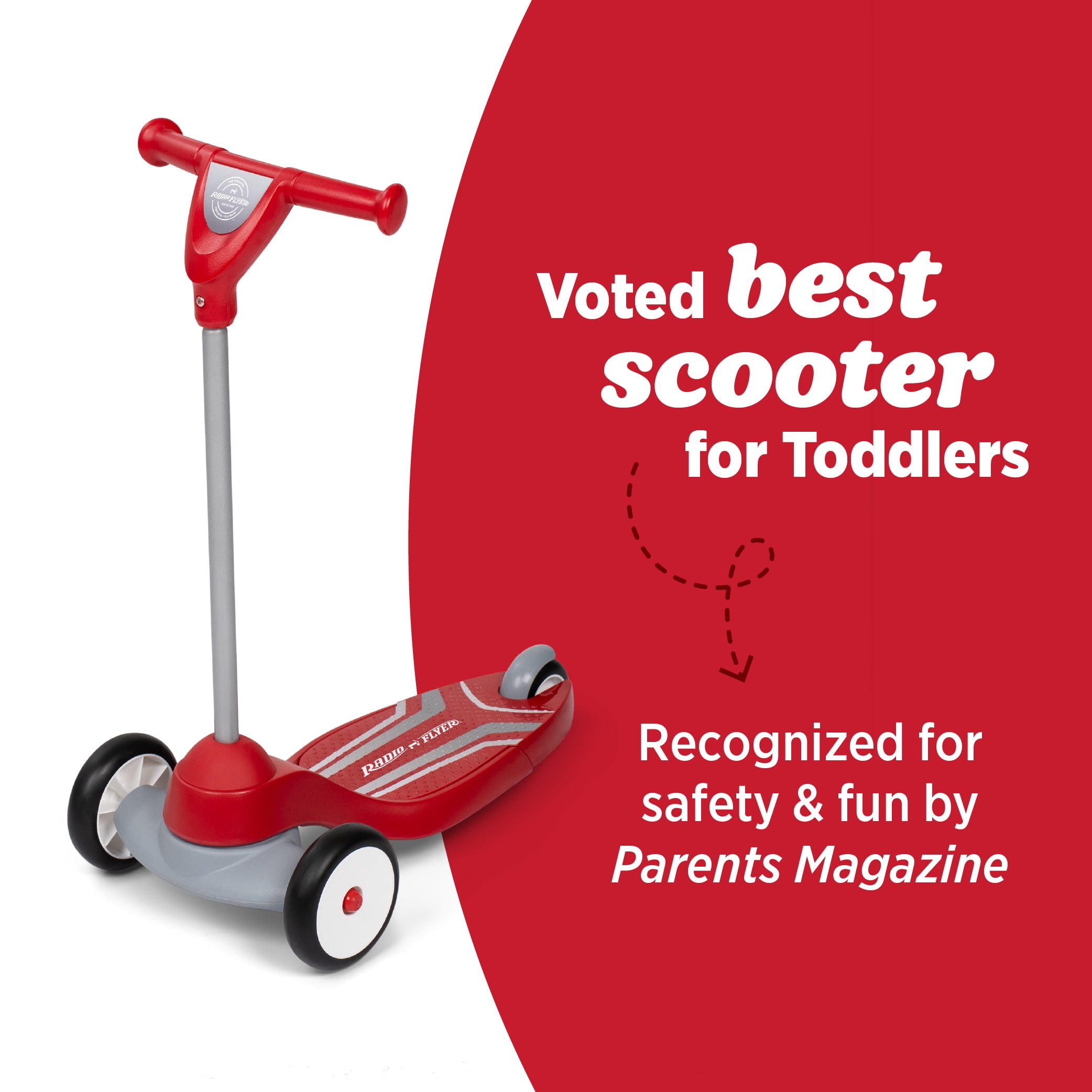 Radio Flyer My First Scooter for Beginner Riders with Extra-Wide Base for Stability, Red