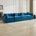 thumbnail image 3 of Cloud Sofa 4 Seats, Modern Sectional Couch, Comfy Double Layer Upholstered Seat Cushion, Breathable Chenille Fabric, Blue, for Living Room Bedroom Apartment, 3 of 9