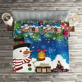 thumbnail image 3 of Ambesonne Christmas Quilted Coverlet 3 Pcs, Snowy City Street, Queen Size, Multicolor, 3 of 3