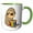 Green/White, variant on 3drose, Funny Cute Sloth Drinking Coffee in Pop Art Mug Art, 15oz Mug
