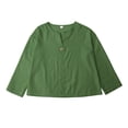 thumbnail image 4 of Coerni Cotton Linen Blouse for Girls Aesthetic Shirts Long Sleeve V Neck Plain Kids Summer Fashion Tops Breathable Loose, 4 of 5