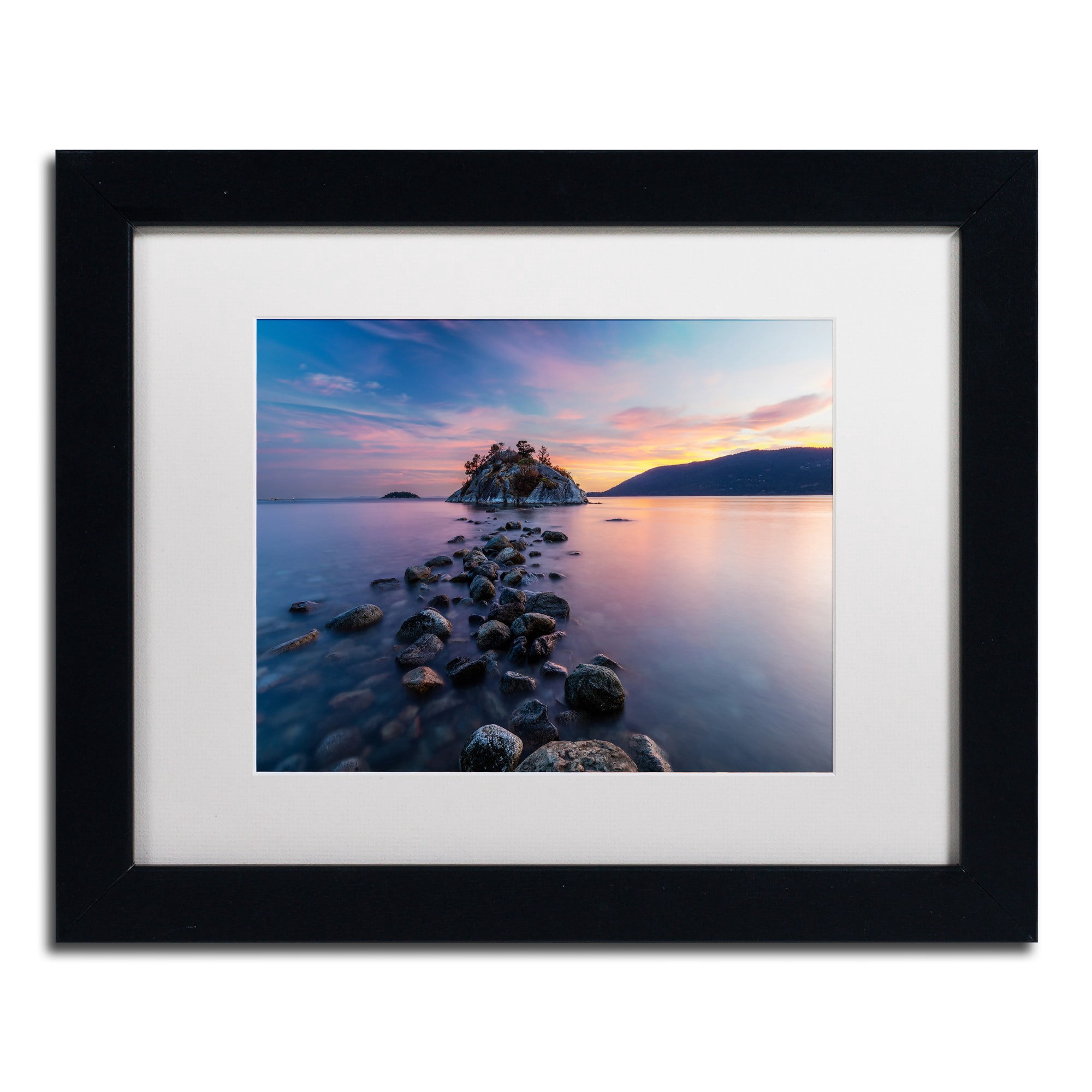 Trademark Fine Art 'Whytecliff Sunset' Canvas Art by Pierre Leclerc, White Matte, Black Frame
