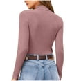thumbnail image 4 of Fengactive Women's Mock Turtleneck Long Sleeve Shirts Ribbed Knit Lightweight Pullover Sweater Stretch Fitted Thermal Top, 4 of 6