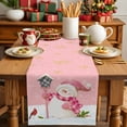thumbnail image 4 of Pink Snowman Christmas Cotton Linen Table Runner for Dining Kitchen, Xmas Snowflake Winter Bird Wedding Outdoor Party Tablerunners Decoration, Dresser Scarf Coffee Tablecloth Runners 13x120 Inches, 4 of 9