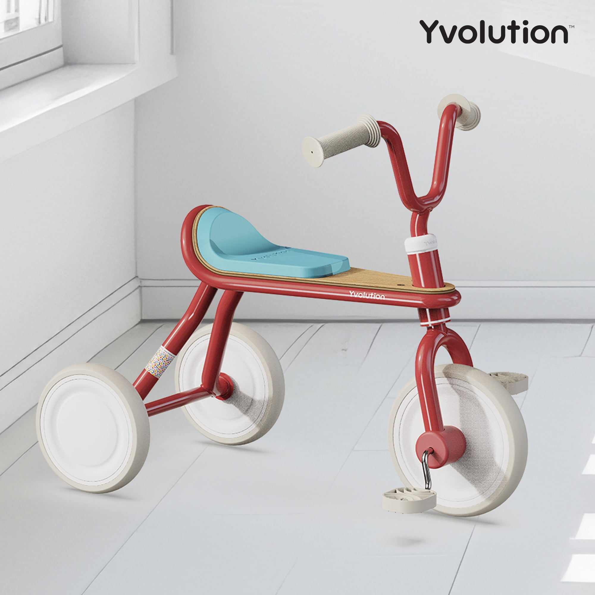 Yvolution Kids Tricycle, Classic Trike, Vintage Design, 18 Months to 3 Years Old, Red