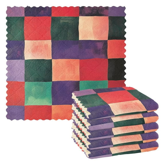 Yayeee 6 Pack Kitchen Dish Cloths for Washing Dishes Soft Absorbent Microfiber Towels, Red and Purple Plaid Pattern