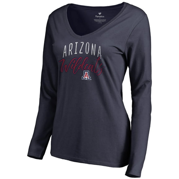 Women's Navy Arizona Wildcats Graceful Long Sleeve V-Neck T-Shirt