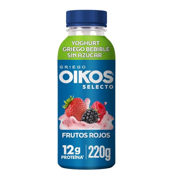 Yogurt Griego Bebible Oikos Selecto Frutos Rojos Sin Azúcar Añadida 12g De Proteína 220g
