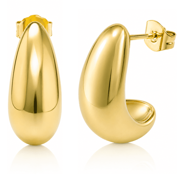 Eclipton® 14K Plated Gold Stud Earrings for Women, Hypoallergenic Drop Earrings, Lightweight Teardrop Design, Jewelry Gift for Women