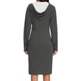 thumbnail image 4 of Cmfcve Women's Casual Dresses Long Sleeve Wrap Hooded Sweatshirt Dress V-Neck Pocket Travel Midi Dresses, 4 of 6