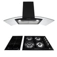 thumbnail image 1 of Tricombo para cocina Supra en color negro, campana de pared, parrilla de gas y parrilla de inducción magnética Supra Tricombo para cocina con campana de pared, 1 of 8