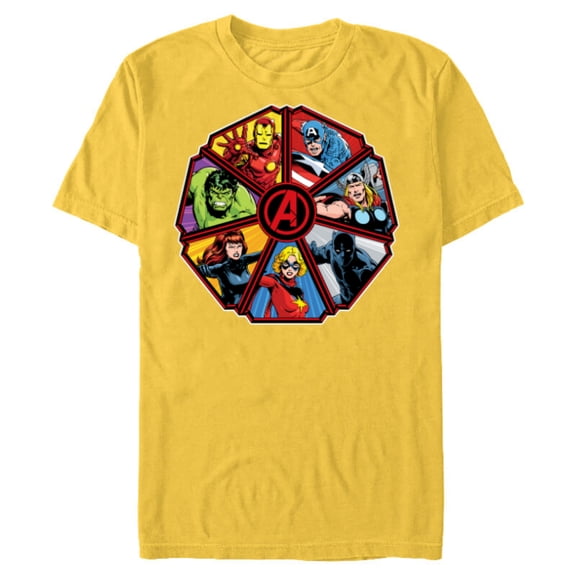 Marvel Avengers 60th Anniversary Classic Comic Hero Shield- Short Sleeve Blended T-Shirt for Adults - Customized-Yellow