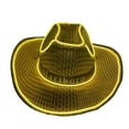 thumbnail image 2 of Carnival Lighted Cowboy Hat Mardi Gras Light Up Cowgirl Hat Venetian Carnival LED Flashing Cap Sequin Party Cap Dance Party Accessory Masquerade Party Supply for Wedding Bridal(Yellow), 2 of 3