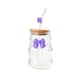 thumbnail image 2 of Vaso de agua de vidrio con tapa y pajita | Vaso para bebidas con decoración de mariposa | Vaso térmico para bebidas frías o calientes, 2 of 6
